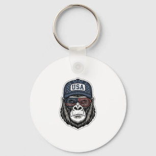 Retro USA Gorilla Zonnebril Patriottisch T-Shirt D Sleutelhanger
