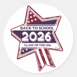 Retro USA Klasse van 2026 Terug naar school Ronde Sticker