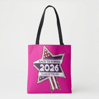 Retro USA Klasse van 2026 Terug naar school Tote Bag