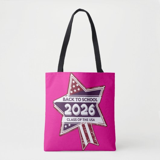 Retro USA Klasse van 2026 Terug naar school Tote Bag (Voorkant)