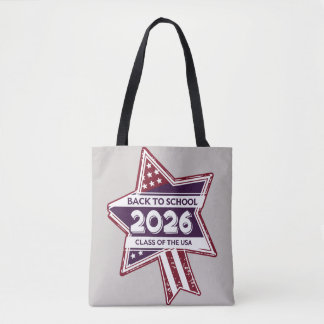 Retro USA Klasse van 2026 Terug naar school Tote Bag