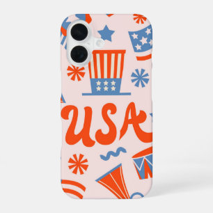 Retro USA Parade – 4 juli iPhone 16 Hoesje