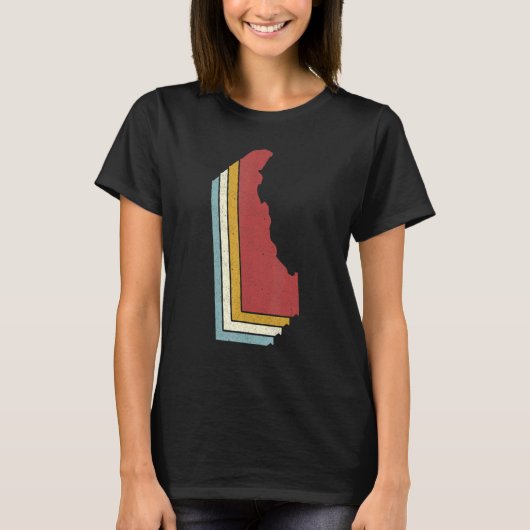 Retro USA State Map Delaware T-shirt (Voorkant)