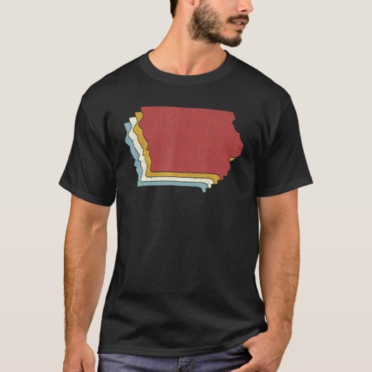 Retro USA State  Map Iowa T-shirt (Voorkant)
