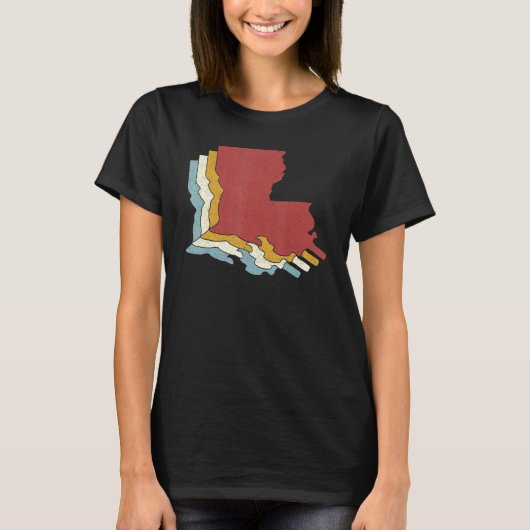 Retro USA State Map Louisiana T-shirt (Voorkant)