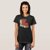 Retro USA State Map Louisiana T-shirt (Voorkant volledig)