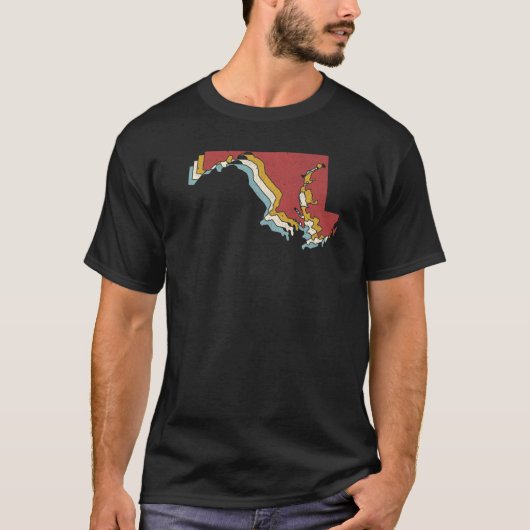 Retro USA State  Map Maryland T-shirt (Voorkant)