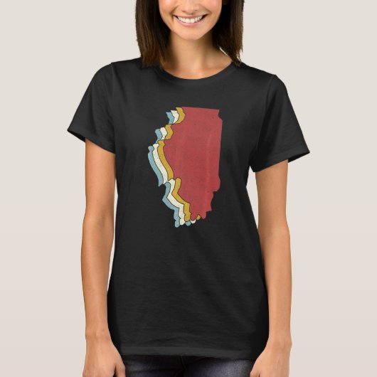 Retro USA State  Vintage Map Illinois T-shirt (Voorkant)