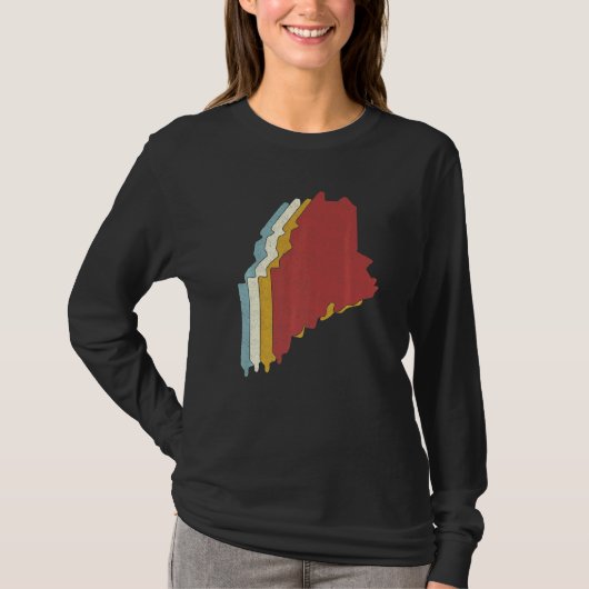 Retro USA State  Vintage Map Maine T-shirt (Voorkant)