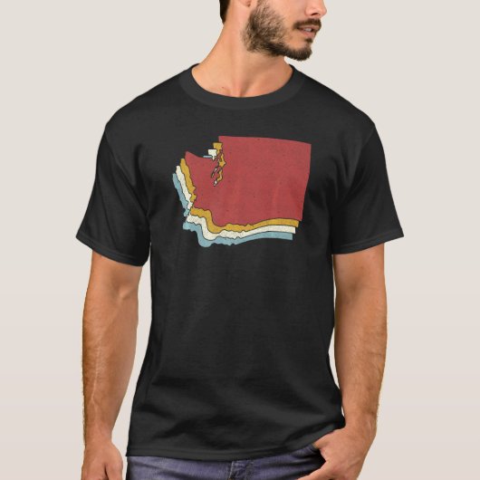 Retro USA State  Vintage Map Washington T-shirt (Voorkant)