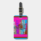 Retro USA sterker samen Abstracte kunst print Bagagelabel (Voorkant verticaal)