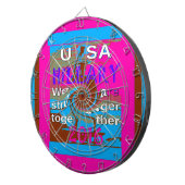 Retro USA sterker samen Abstracte kunst print Dartbord (Voorkant Rechts)