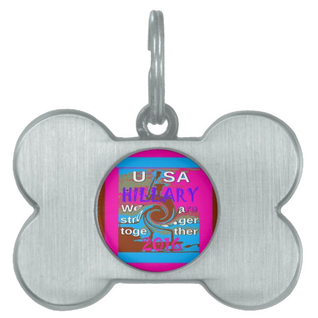 Retro USA sterker samen Abstracte kunst print Huisdieren Naamplaatje (voorkant)