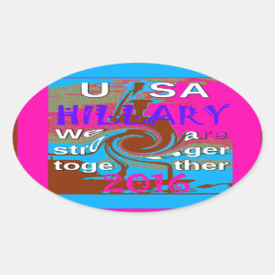 Retro USA sterker samen Abstracte kunst print Ovale Sticker