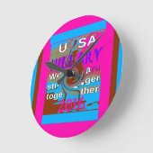 Retro USA sterker samen Abstracte kunst print Ronde Klok (Hoek)
