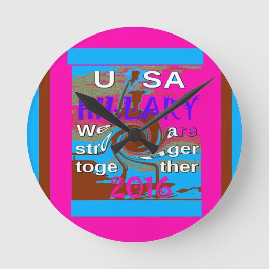 Retro USA sterker samen Abstracte kunst print Ronde Klok (Voorkant)