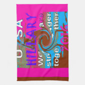 Retro USA sterker samen Abstracte kunst print Theedoek (Verticaal)