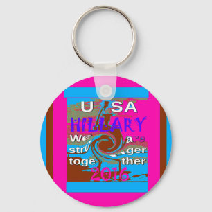 Retro USA Sterker Samen Abstracte Kunstprint Sleutelhanger