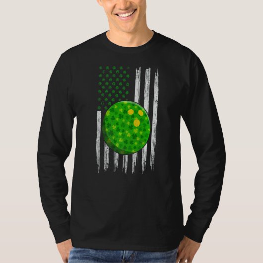 Retro USA Vlag Bowling Shamrock Sports St Patrick T-shirt (Voorkant)