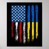 Retro  USA vlag Oekraïne Patriottisch Oekraïens Poster (Voorkant)