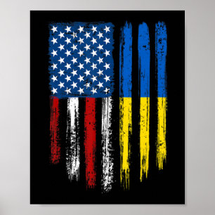 Retro  USA vlag Oekraïne Patriottisch Oekraïens Poster