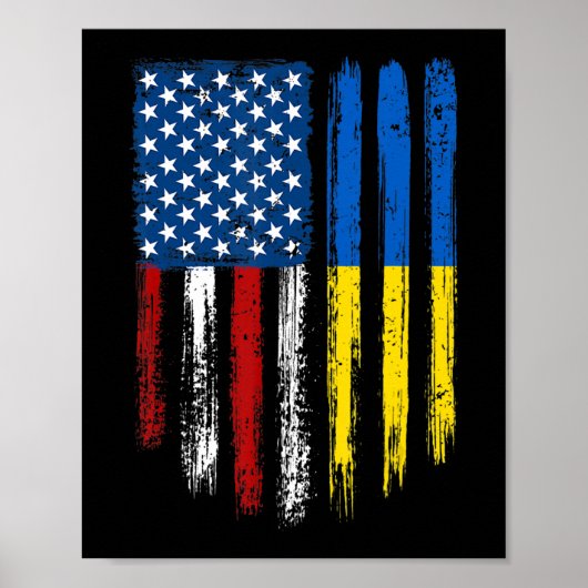 Retro USA vlag Oekraïne Patriottisch Oekraïens Poster (Voorkant)