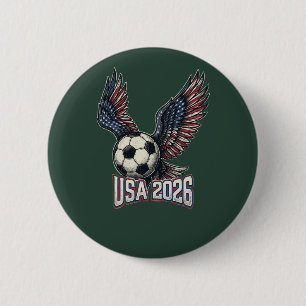 Retro USA Voetbal 2026 Adelaar Vleugels T-Shirt Ronde Button 5,7 Cm