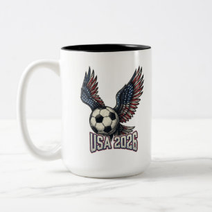 Retro USA Voetbal 2026 Adelaarvleugels Tweekleurige Koffiemok