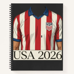 Retro USA Voetbalshirt Stijl Patriottisch Rood Wit Notitieboek
