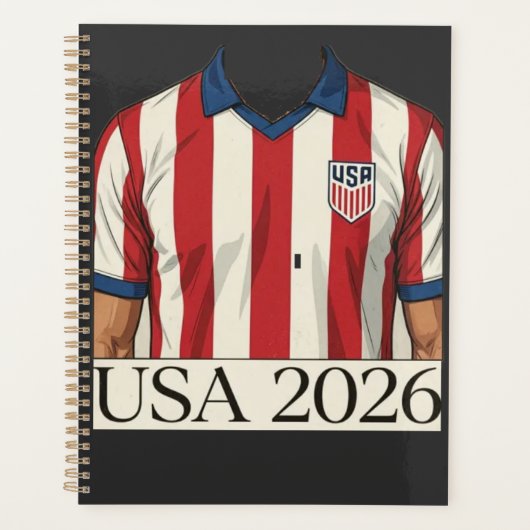 Retro USA Voetbalshirt Stijl Patriottisch Rood Wit Planner (Voorkant)