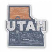 Retro Utah State Car Sticker (Voorkant)