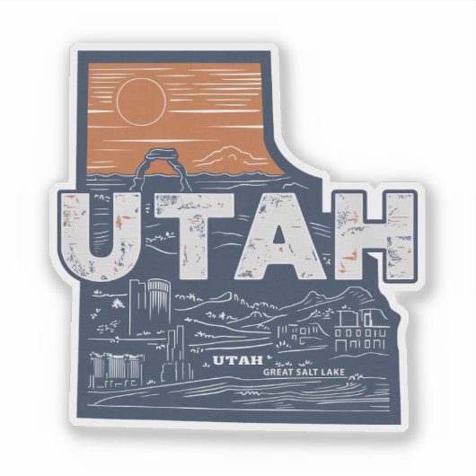 Retro Utah State Car Sticker (Voorkant)
