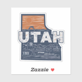 Retro Utah State Car Sticker