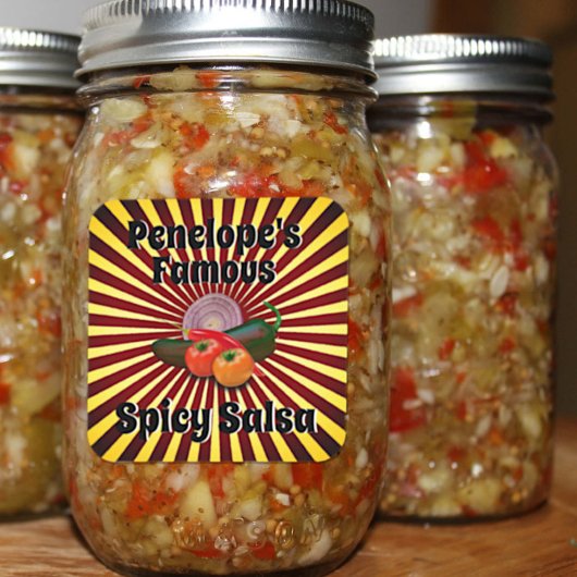 Retro uw beroemde Salsa Canning Sticker Label