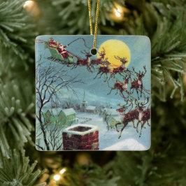 retro v intage kerstman : gevoel keramisch ornament