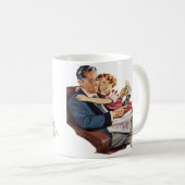 Retro vader en dochter, fijne Vaderdag! Koffiemok (Voorkant rechts)
