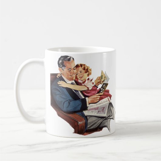 Retro vader en dochter, fijne Vaderdag! Koffiemok (Links)