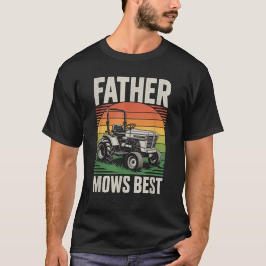 Retro Vader maait het beste - Funny Vaderdag Dad T-shirt (Voorkant)