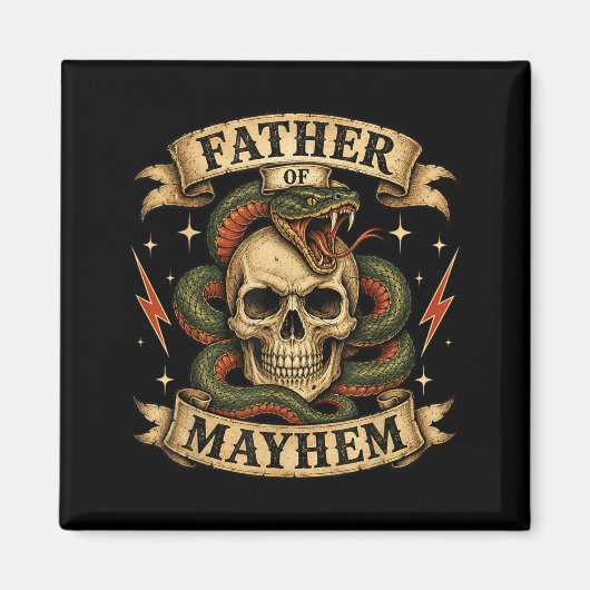 Retro Vader van Chaos Harde Schedel Biker Vader Magneet (Voorkant)