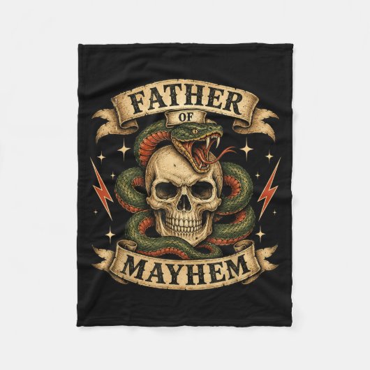 Retro Vader Van Chaos Taai Schedel Biker Vader Fleece Deken (Voorkant)