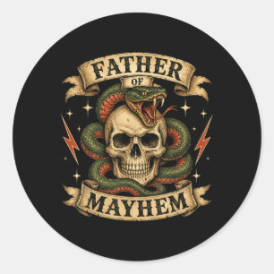 Retro Vader Van Chaos Taai Schedel Biker Vader Ronde Sticker
