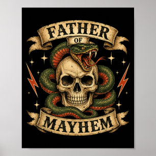 Retro Vader Van Mayhem Tough Skull Biker Papa Poster
