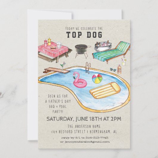 Retro Vaderdag BBQ Uitnodiging (Voorkant)