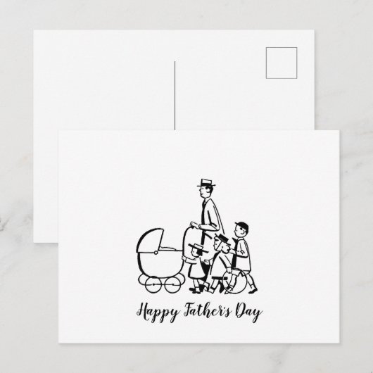Retro Vaderdag Briefkaart (Voorkant / Achterkant)