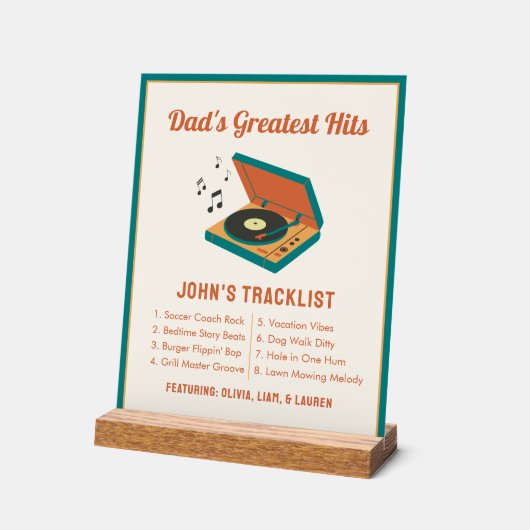 Retro Vaderdag "Dad's Greatest Hits" Aangepast Acryl Bord (Hoek)