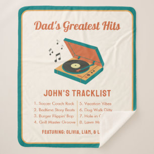 Retro Vaderdag "Dad's Greatest Hits" Aangepast Sherpa Deken