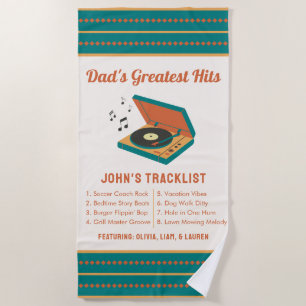 Retro Vaderdag "Dad's Greatest Hits" Aangepast Strandlaken