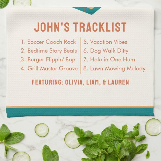 Retro Vaderdag "Dad's Greatest Hits" Aangepast Theedoek (Gevouwen)