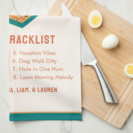 Retro Vaderdag "Dad's Greatest Hits" Aangepast Theedoek (Quarter Fold)