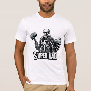 Retro Vaderdag Funny Super Pap Skelet T-shirt
